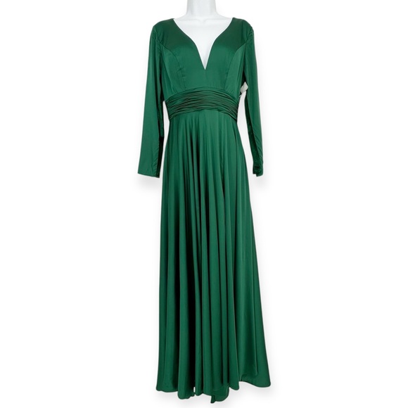 IEENA FOR‎ MAC DUGGAL Long Sleeve Ruched Waist A-Line Gown Style #55245 - size 6 - Picture 2 of 11